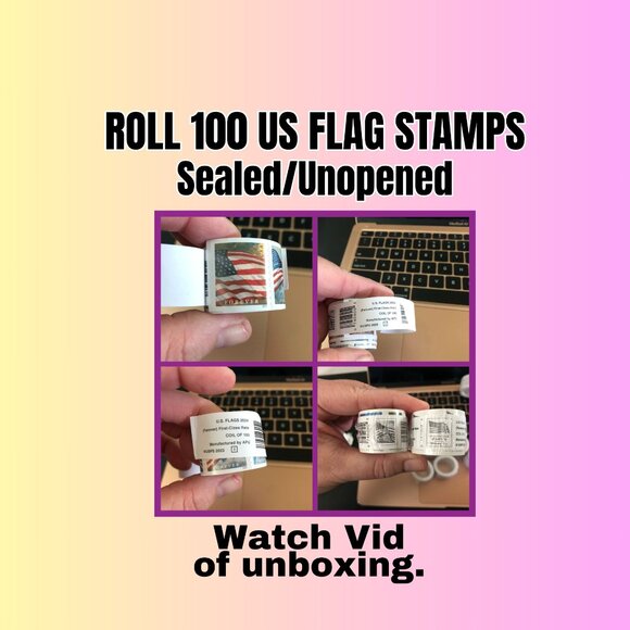 Roll of 100 U.S. Flag Stamps – Collectible Surplus – Free Shipping - Picture 1 of 11